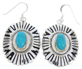 Turquoise Jet Southwest Silver Jewelry Hook Dangle Earrings MW68727